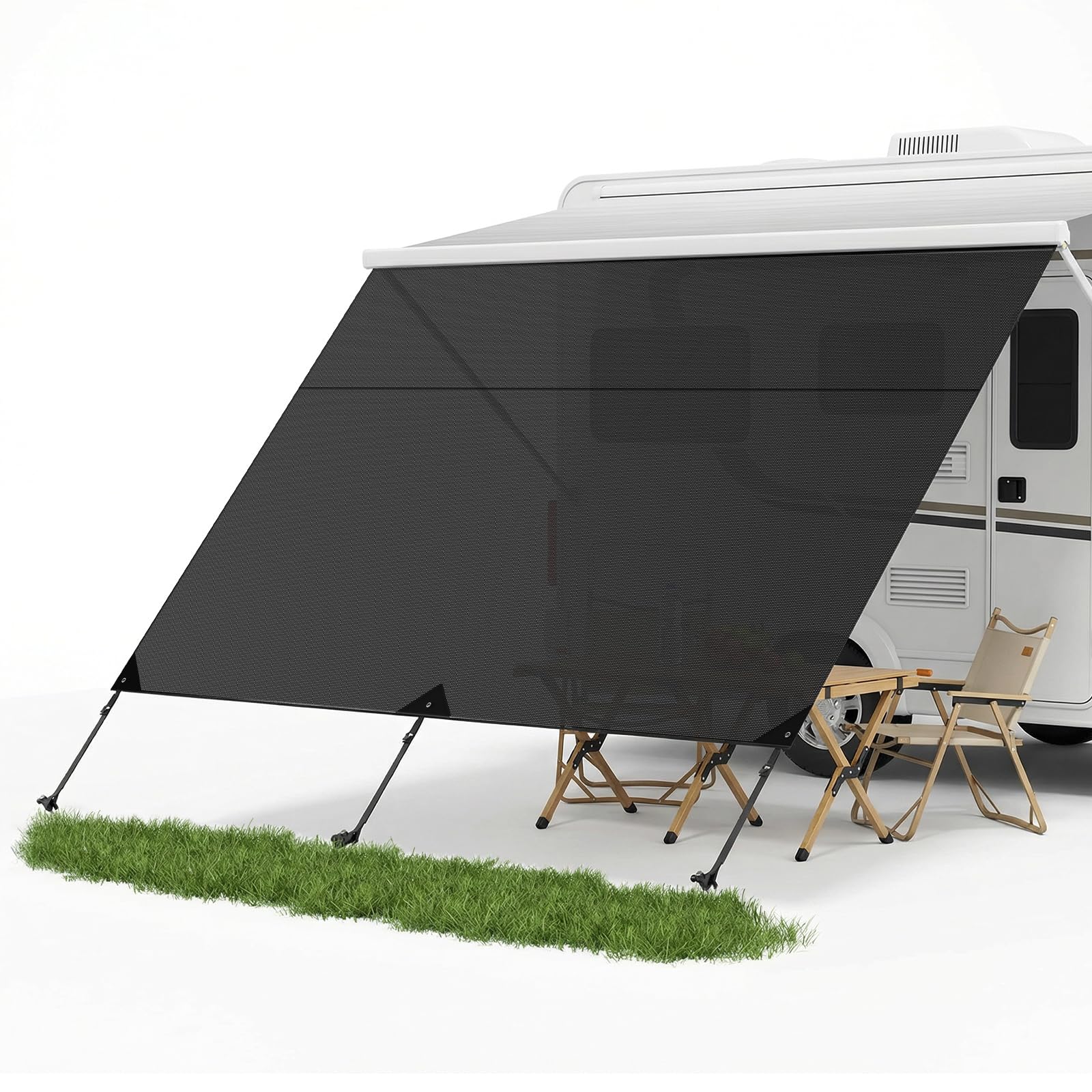 Sonnenschutz Wohnmobil Vorderwand 3,3 x 2 m Universeller RV View Blocker Sonnenschutz Markisen, Sunblocker Vorderwand Markise für Camping & Wohnmobil, für Ø 4–10 mm Kederleisten