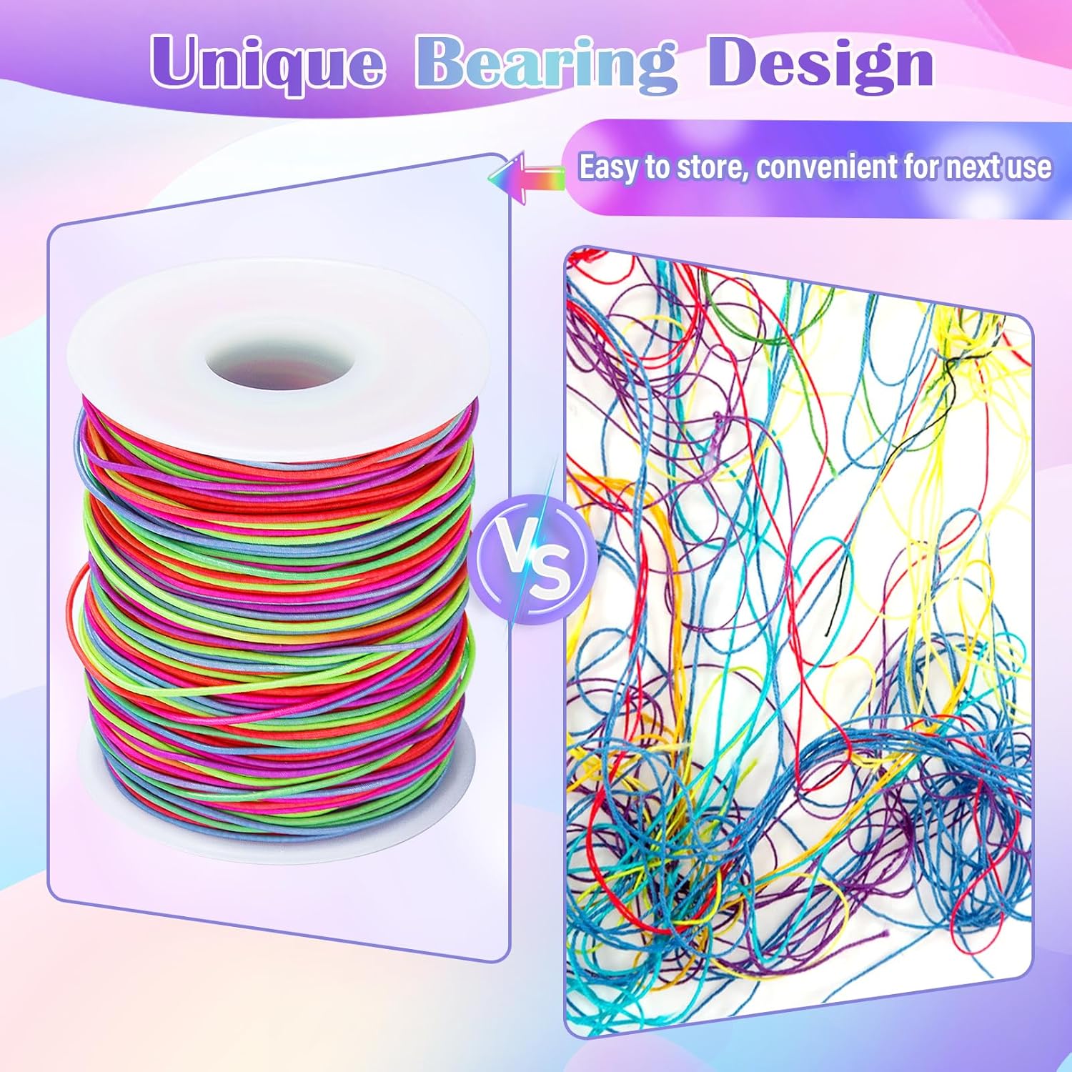 1mm x 100m Rainbow Elastic String for Bracelets, Durable Bracelet String,Suitable for DIY Jewelry Making, Bracelets, Necklaces, Crafts, Decorations (Corloful)