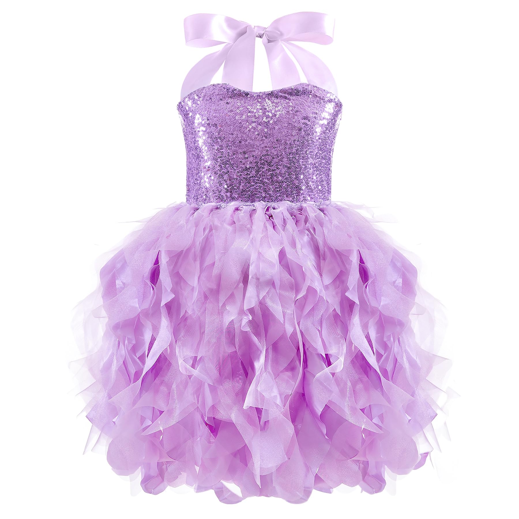Girls Tutu Dress Sequin Tulle Dress Ruffle Curly Willow Dresses for Fancy Sparkly Birthday Party Outfit 2-10T