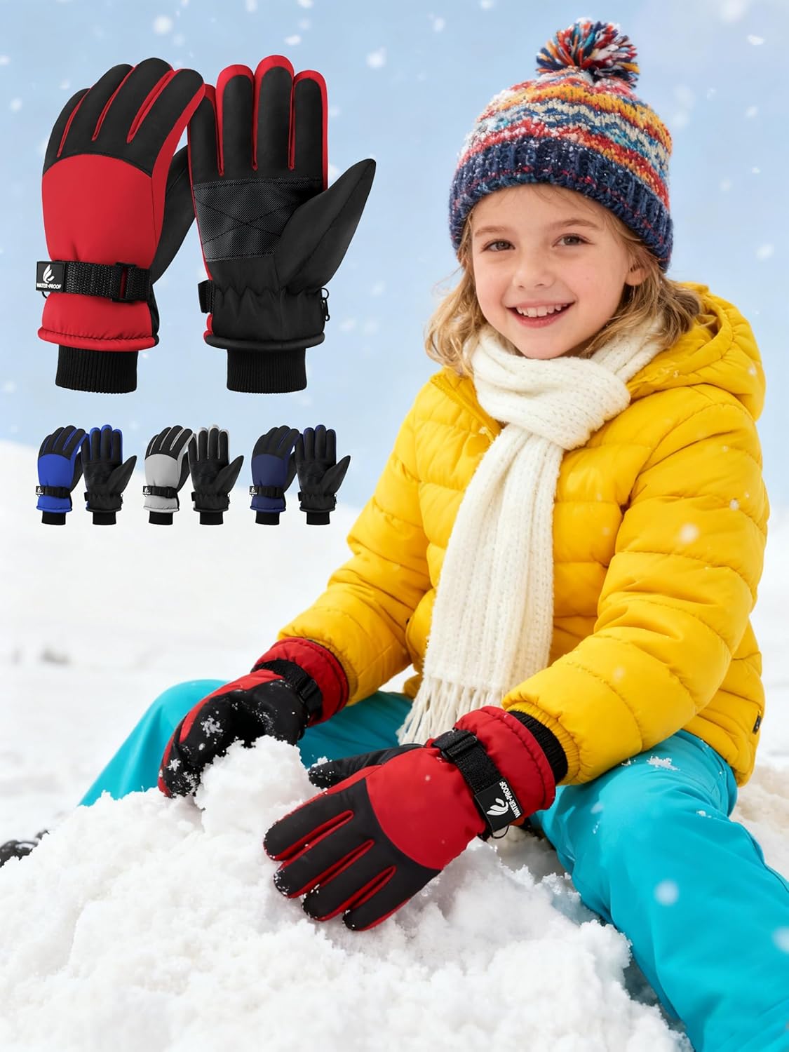 Kids Winter Gloves Waterproof Snow Ski Gloves for Boys Girls Warm Adjustable Accessories for Cold Weather - Image 4