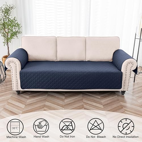 Miniatura 6 de Funda impermeable para sofá de 1 pieza, para sofá de 3 cojines, reversible, protector duradero de muebles para mascotas, perros y gatos (sofá de 3