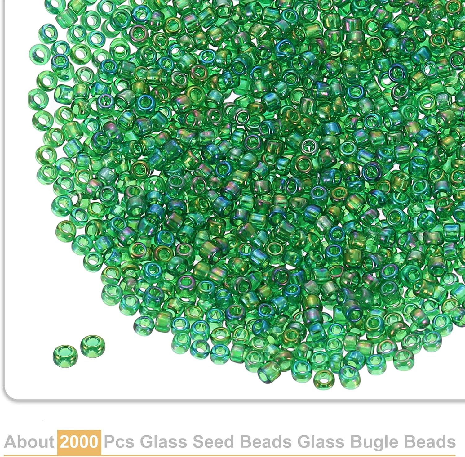 uxcell 2000 Pcs Glass Seed Beads Bulk, 2mm Mini Glass Bugle Beads for DIY Earrings, Necklaces, Bracelets, Jewelry Making, Dark Green - Image 3