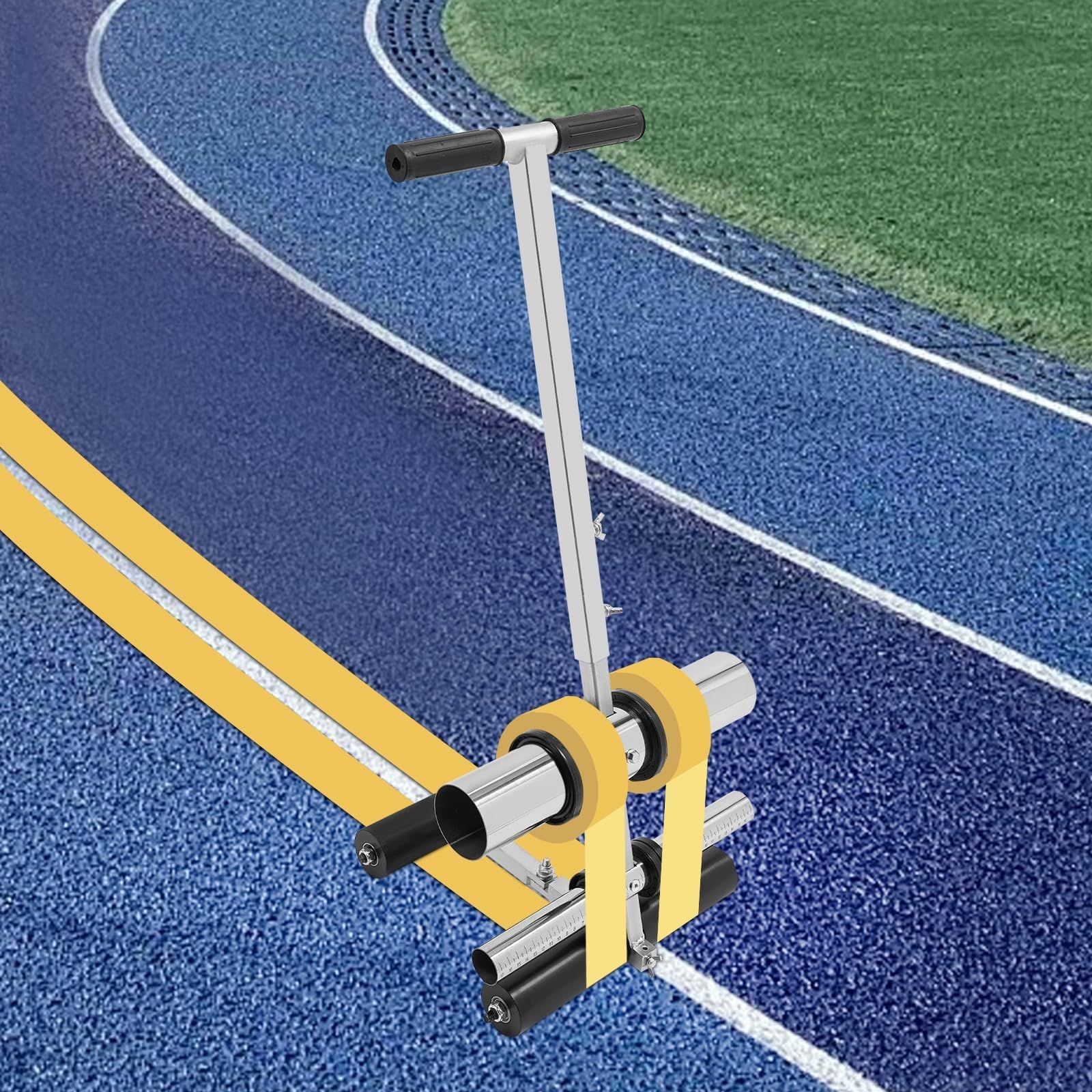 Bodenbandapplikator, Court Line Tape Maschine mit Zeichenkreis Kit, höhenverstellbar, handgedrückter Klebebandaufkleber für Spurmarkierung, Straßenwarnung