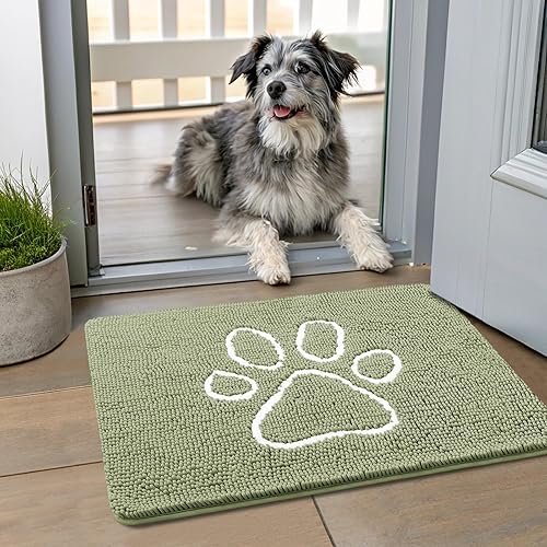 Miniatura 132 de Smiry Tapete para puerta de perro para patas fangosas, absorbente que atrapa la suciedad, antideslizante, de secado rápido, lavable, tapete de