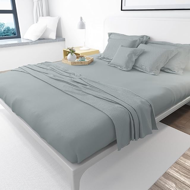 Fabriza 100% Egyptian Cotton High Thread Count Grey King Size Fitted Sheets 30 CM, Comfortable, Soft Breathable King Size Deep Fitted Sheet Anti-Allergy, Bed Bug Proof Elastically Fit Your Mattress
