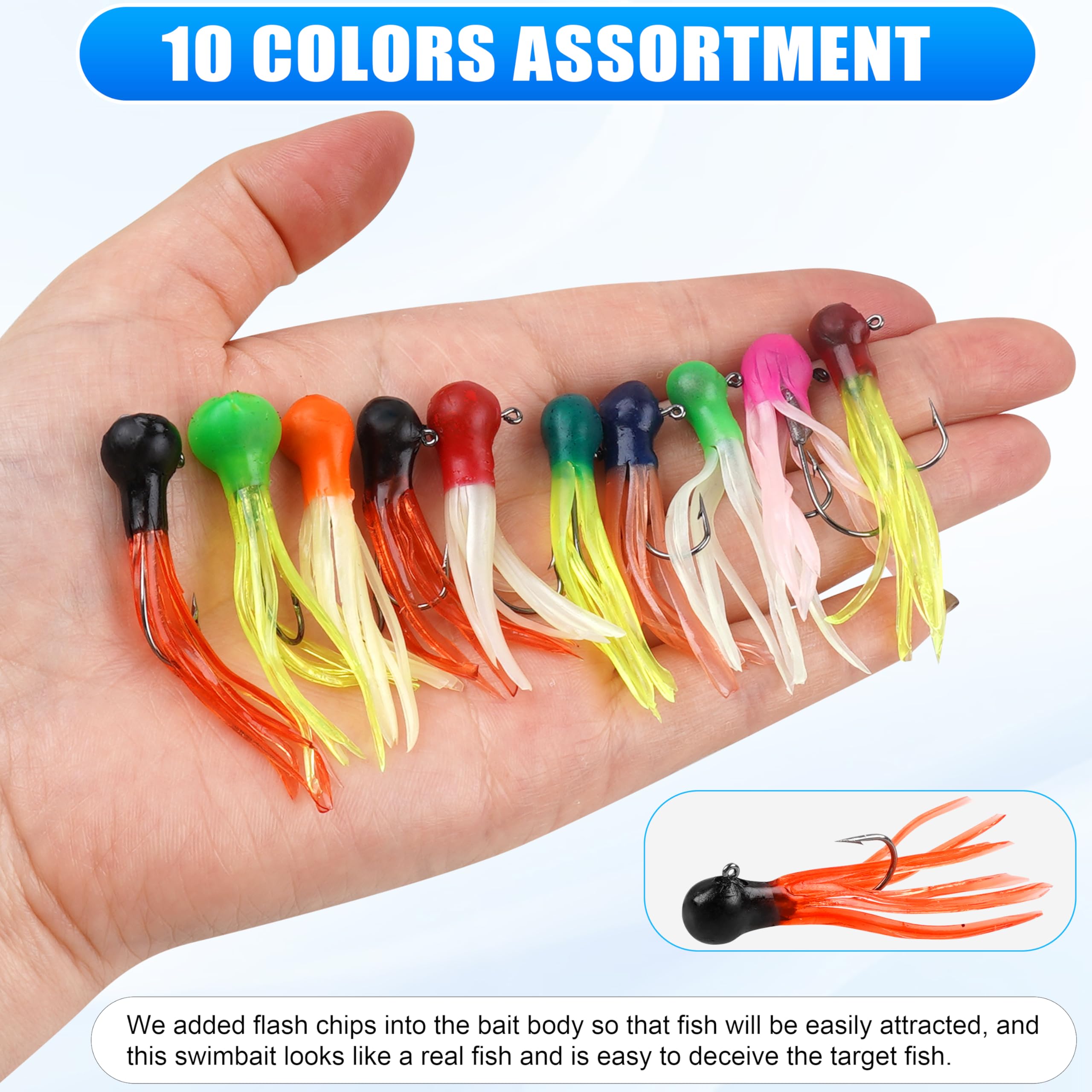 Grub Fishing Lures Jig Heads Hooks Kit, Crappie Lures Tube Baits Soft Worms Grub Tail Crappie Jigs for Bass Trout Bluegill Panfish Fishing 17-140pcs : Sports & Outdoors