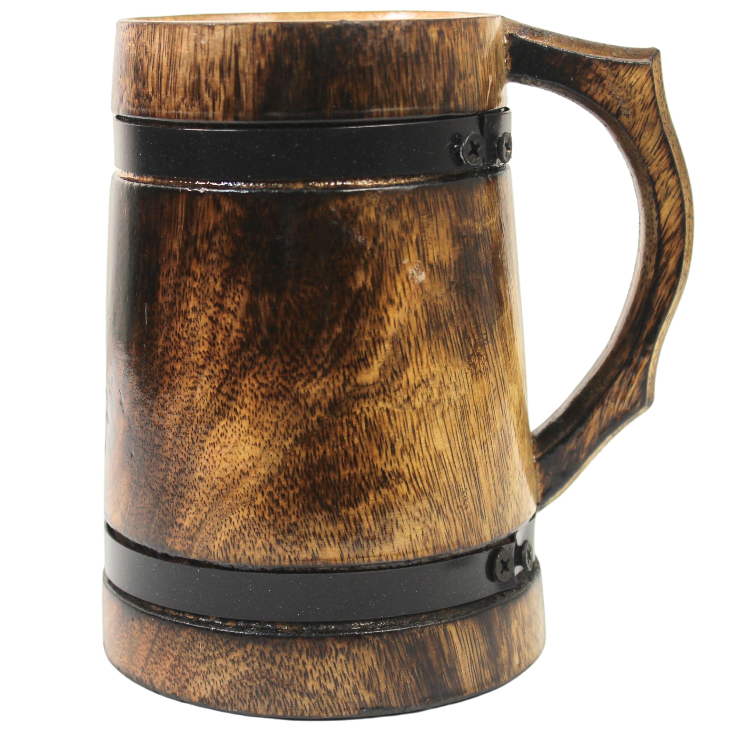 Rustikaler Bierkrug aus Holz, Vintage-Stil, handgefertigt, Wikinger-Holzkrug, Kaffeebecher, Party, Feier, Toast