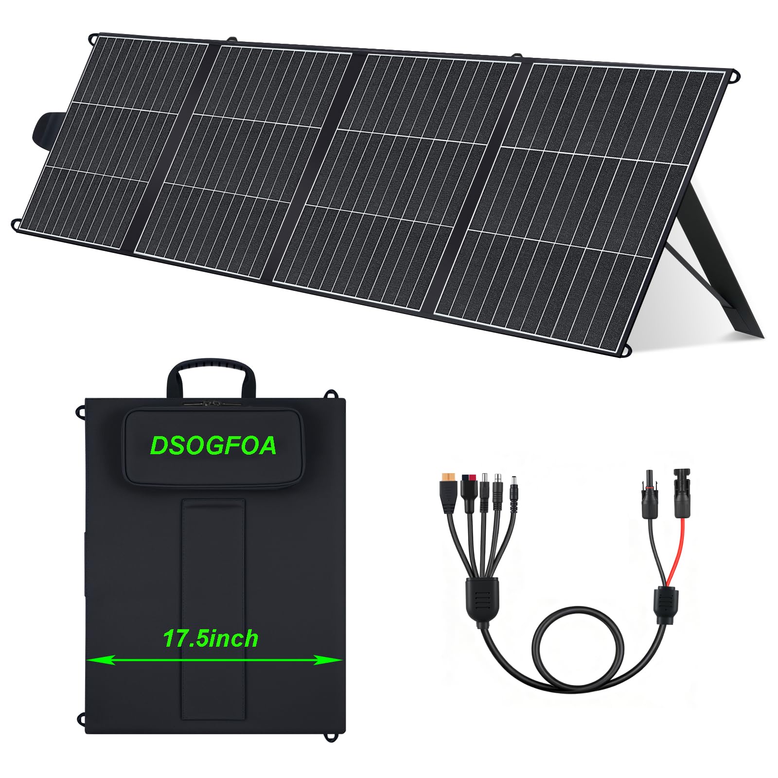 Panel słoneczny 200 W, lekka, przenośna ładowarka słoneczna, HPBC25% wysokowydajne panele słoneczne na kemping, wędrówki, do kampera, łodzi, ładowarka solarna z portami USB-A i USB-C, czterokrotnie