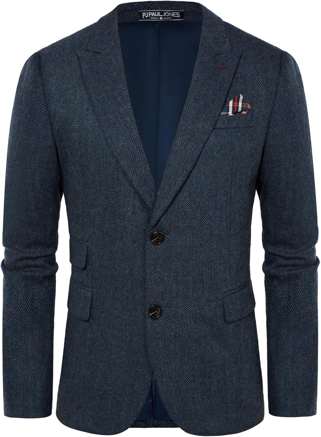 PJ PAUL JONES Men Tweed Blazer Wool Herringbone Sport Coat Jacket Vintage Blazers Suit Jackets
