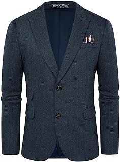 Men Tweed Blazer Wool Herringbone Sport Coat Jacket Vintage Blazers Suit Jackets