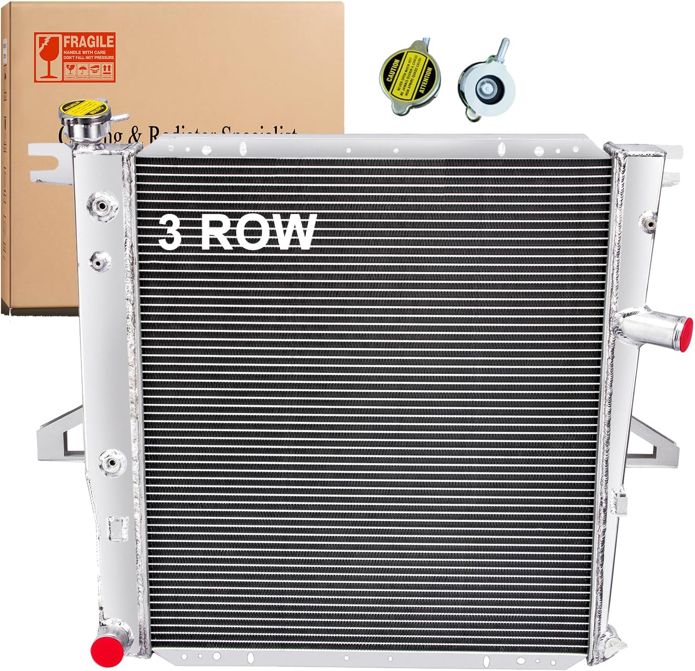 4.0L 3 Row Aluminum Radiator fits for 1998-2011 Ford Ranger 4.0L, 2004,2007 Ford Ranger 2.3L, 2001 Mercury Mountaineer 4.0L, XL XLS XLT STX FX4 Sport Eddie NBX Postal Aluminun Radiator
