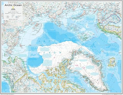 National Geographic: The Arctic - Mapa de pared del Polo Norte, 28 x 22 pulgadas, impresión de calidad artística