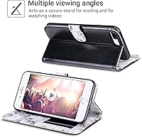 Vista 3 de ULAK Funda tipo cartera compatible con iPhone 8 Plus/7 Plus para mujer, de piel sintética de alta calidad con tarjeteros, función atril, funda Negro