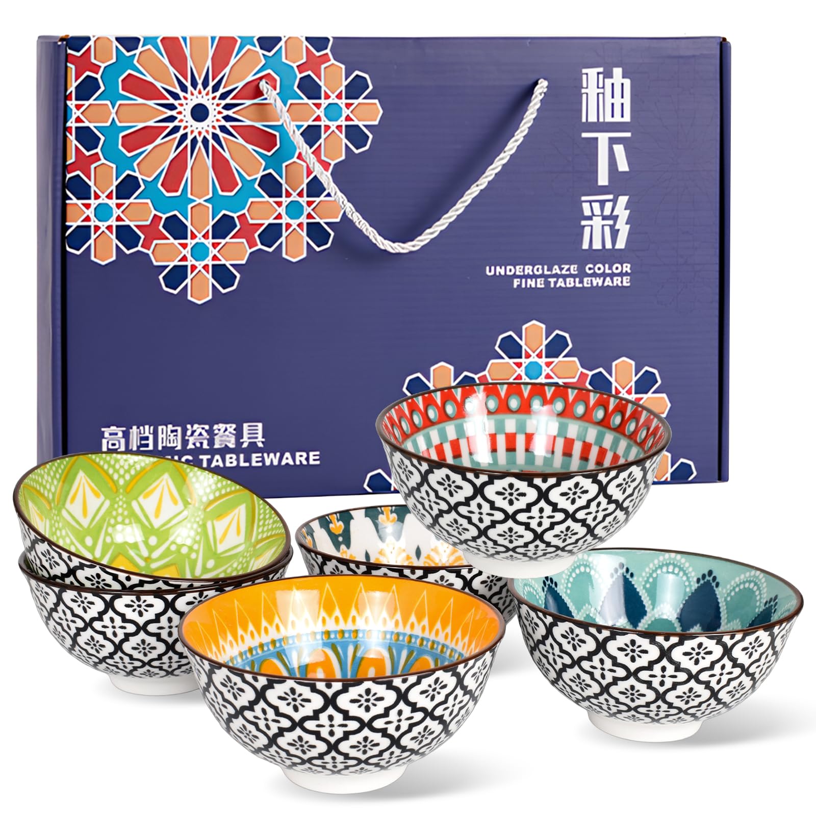 Tazones de Cereale Colores Cuencos de Cerámica, Cuenco Pequeño Cocina Cuencos para Sopas, Cuencos de Postre Tazones para Sopa, Boles Porcelana Bol Postre para Snack Helado Arroz Aperitivo - Bohemio