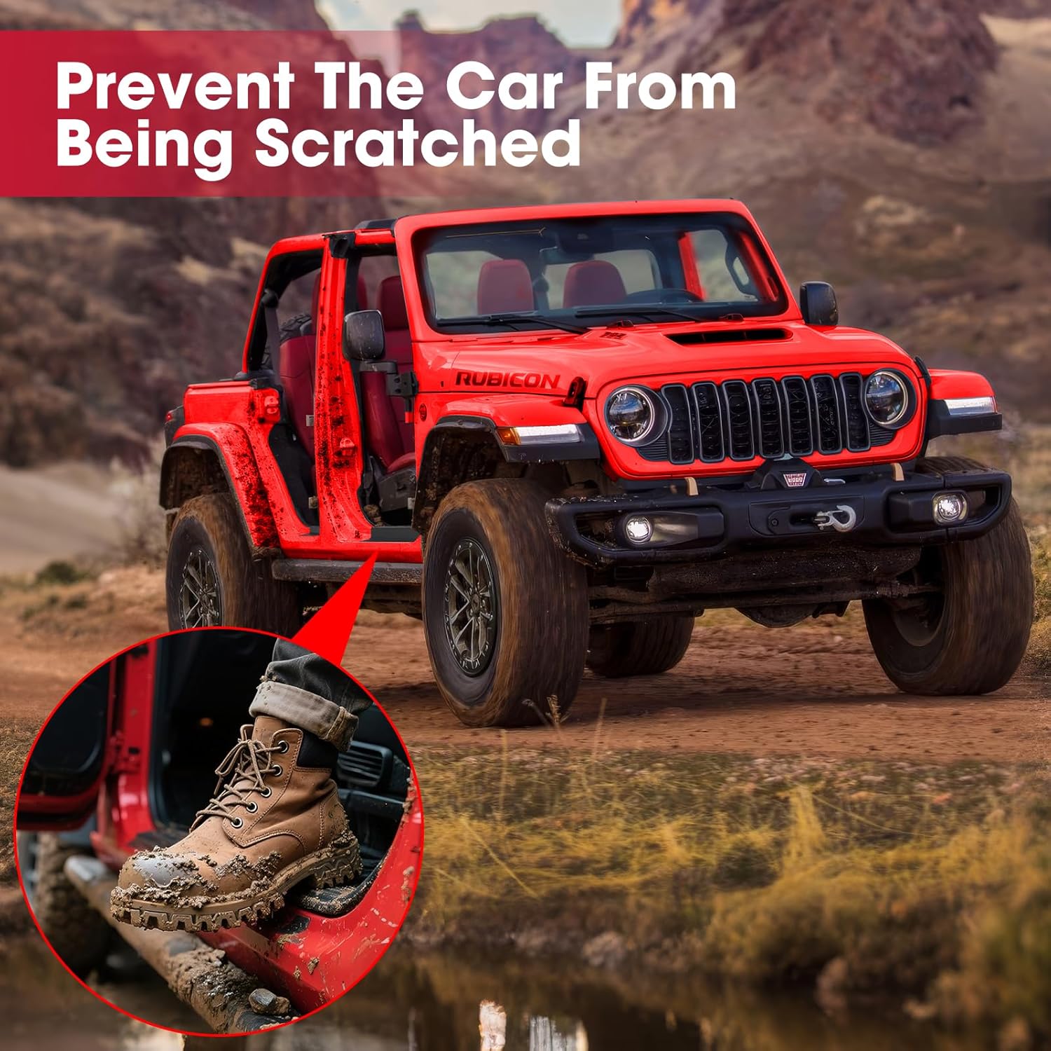 Door Sill Guards for Gladiator JT 2020-2026 & Jeep Wrangler 2018-2026 JL JLU 304 Stainless Steel Door Sill Protector Front and Rear Door Car Pedal Kick Protection | Black Brushed, 2026 Design