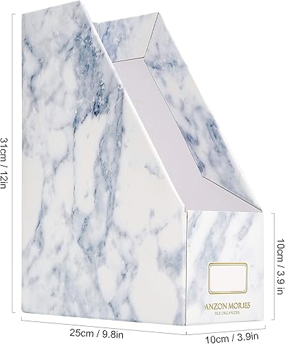 Miniatura 2 de Anzon Mories Archivador de revista con patrón de mármol de Calcuta, paquete de 2, caja de almacenamiento de documentos premium, perfecto para