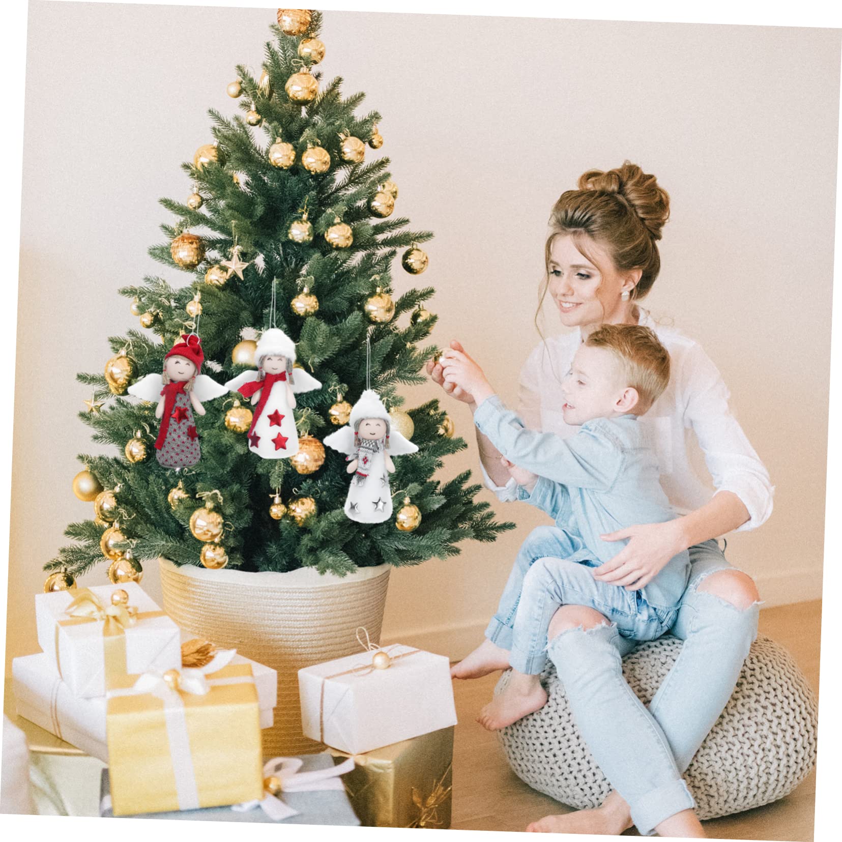 Zerodeko 8 Juegos Adornos Navideños Adornos Navideños De Ángel De Navidad Luces LED para Dormitorio Mini De Estrellas as Bombillas De Alas De 3 Piezas * 8