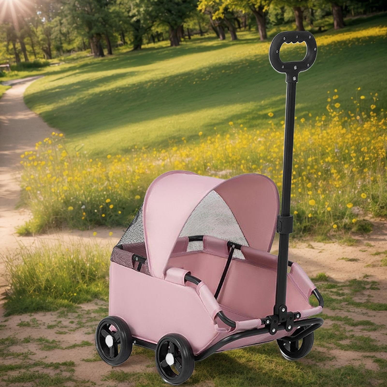 Carrito de Gatos Transportín ventilado hasta 7 kg | Carrito Plegable para Gatos Para viajes, visitas al veterinario, parques y centros comerciales