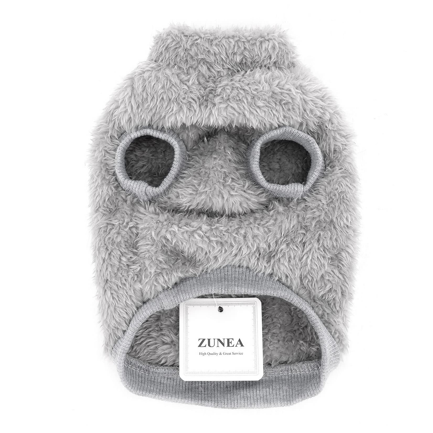 Zunea Fleece Dog Jumper Winter Warm Sweater Jumpers for Small Dogs Soft Fuzzy Puppy Clothes with D-Ring for Harness Leash Pullover Jacket Coat Cold Weather Pet Girl Boy Chihuahua Apparel Grey XL - Image 3
