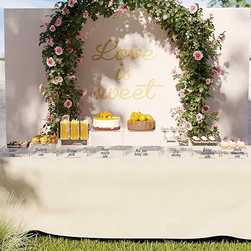 Miniatura 27 de Elevadores de buffet con mini letreros, elevadores de alimentos para mesa de bufé, soporte de exhibición para catering postre, cajas de cubo