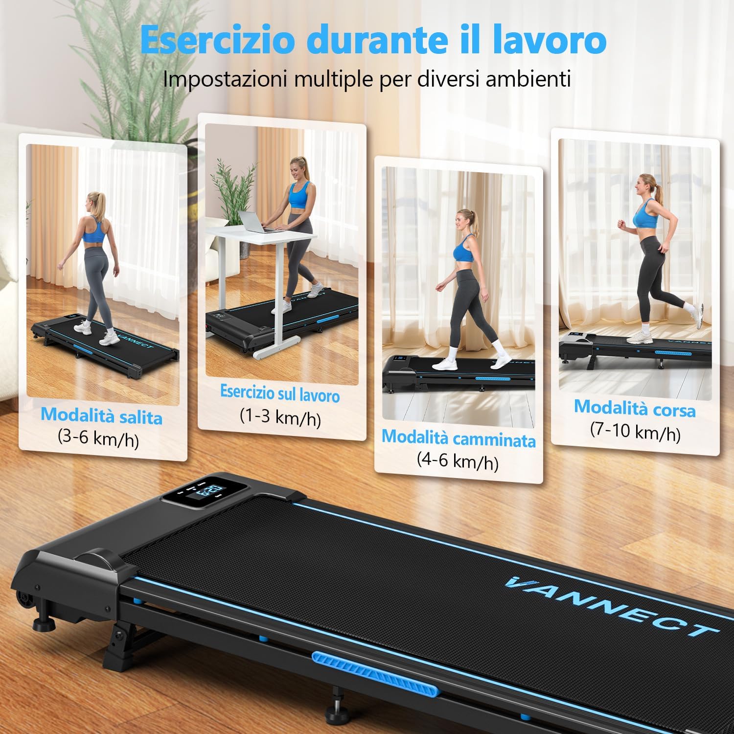 Vannect Tapis Roulant Elettrico con Inclinazione, 1-10Km/h Tapis Roulant Salvaspazio con Dispaly a LED e Telecomando, 2.75HP Walking Pad Salvaspazio per Casa, Capacitato 150Kg