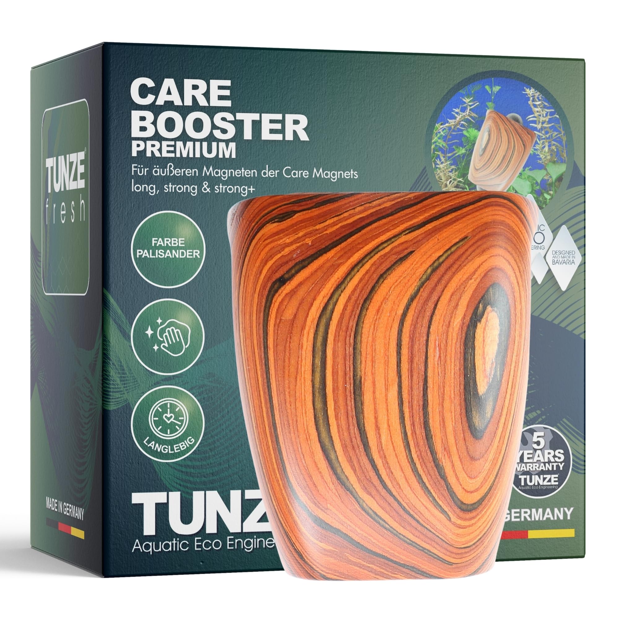 TUNZE Premium Care Booster Palisander I bequeme Griffhilfe für Care Magnet I Scheibenreiniger mit abgerundeten Klingen & stark minimierter Kratzgefahr