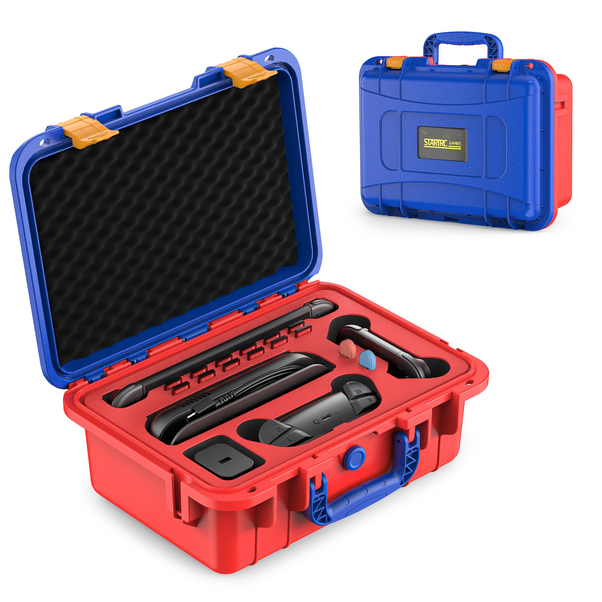 STARTRC GAMES Hard Carrying Case for Nintendo Switch 2, Professional Deluxe IP67 Waterproof, Soft Lining Hard Travel Case for Nintendo Switch 2 Console Pro Controller & Accessories (Red & Blue) - Nintendo Switch 2 - Very Good - Used Accessory