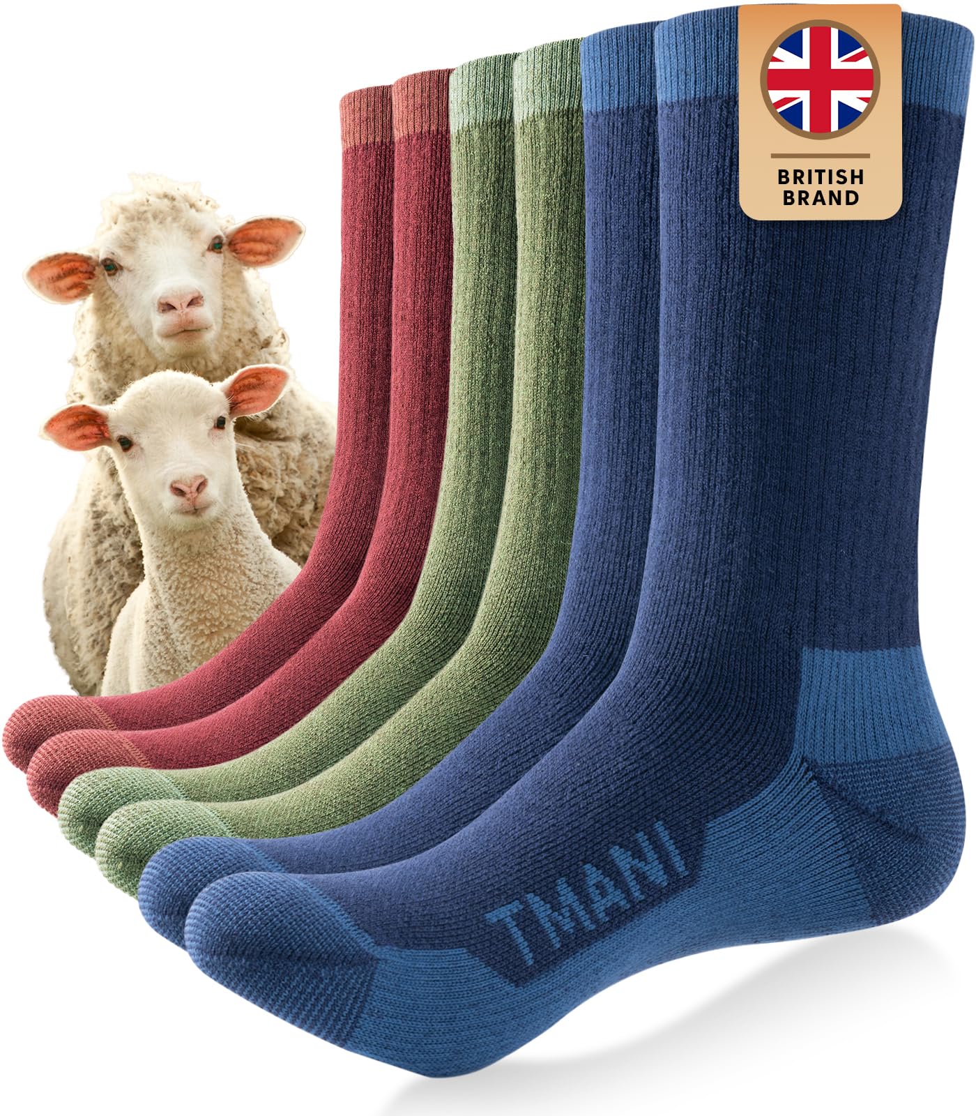 PULIOU Socken für Herren und Damen, thermisch, warm, Winter, Merinowolle, Kissen, feuchtigkeitsableitend, atmungsaktiv, Multipack, Wandern, Wandern, 3 Paar