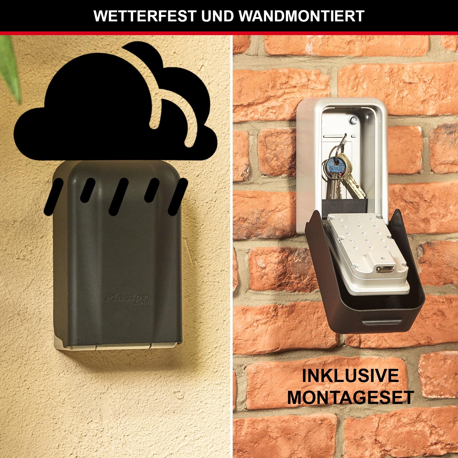 Master Lock Zertifizierte Schlüsseltresor Extra Sicherheit Extra Large, Wandhalterung, Aussen, 17.3 x 10.3 x 7.5 cm, Schlüsselsafe