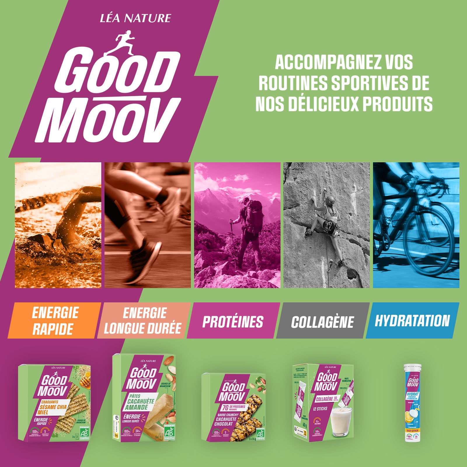 GOOD MOOV – Barre Protéinée Chocolat Noir Bio 46g - Lot carton de 20 barres | 30% de sucres en moins - Riche en protéines - Clean : Sans colorant, sans arôme artificiel, 100% d'origine naturelle
