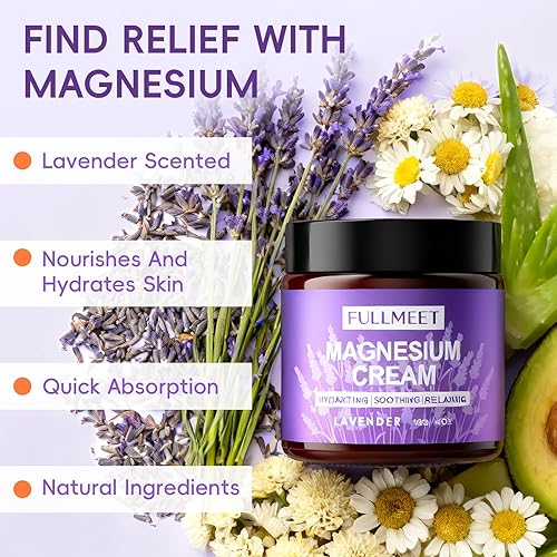 Miniatura 4 de Crema de magnesio para dormir, loción de magnesio de lavanda para relajación muscular y ansiedad calmante, no grasa, hidratación profunda, loción