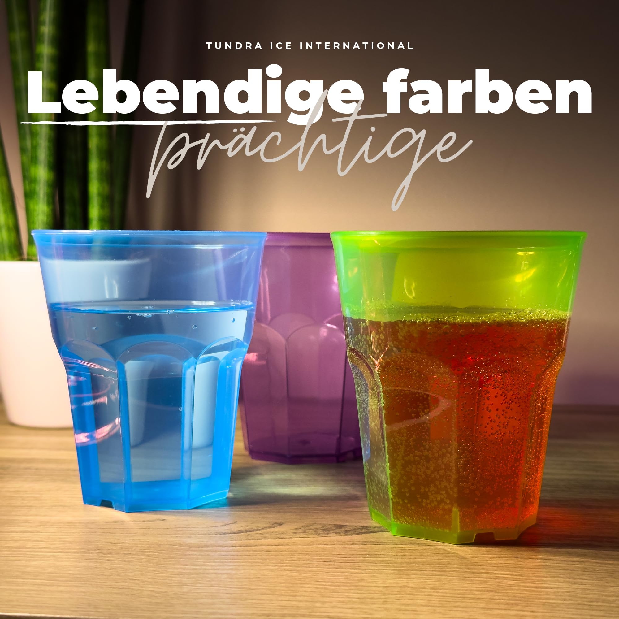 TUNDRA - 48 Stück Bunte Plastik Cocktailbecher 300ml | BENUTZE & WIEDER Serie | Trinkbecher aus Kunststoff - Plastikbecher MADE IN ITALY, Wiederverwendbare, Bruchsicher, Spülmaschinenfest