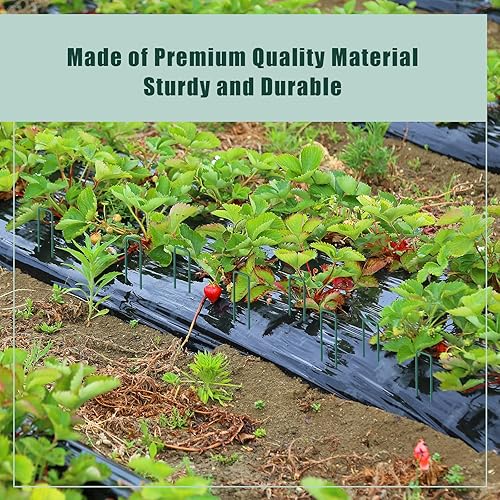 Miniatura 7 de Therwen 100 estacas de jardín verdes de 6 pulgadas galvanizadas, grapas de jardín resistentes, pasadores de paisaje, estacas de césped artificial,