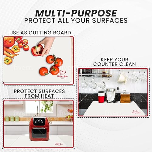 Miniatura 13 de Tapete grande negro resistente al calor para encimera de cocina, 23 x 15 pulgadas, protege la encimera de la freidora de aire, microondas y Negro