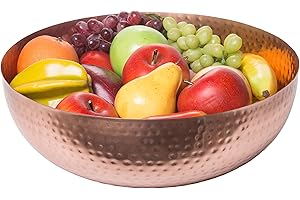 Red Co. 13" Elegant Handcrafted Hammered Round Copper Bowl