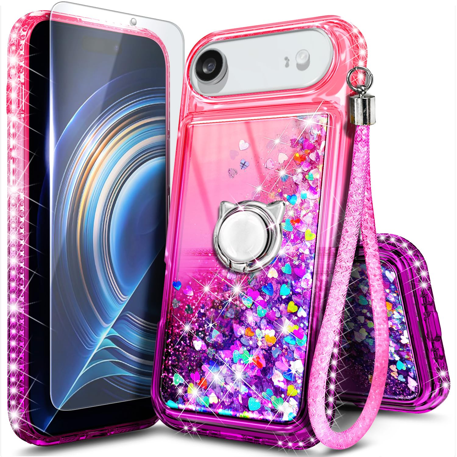 NGB Designed for iPhone Air Case, Cute Liquid Glitter Pink/Purple