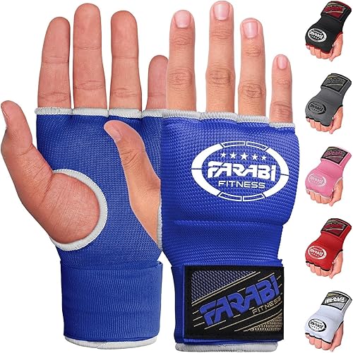 Vista 7 de Farabi Quick Wraps Gloves Gel Paded Hand Wraps Adult MMA Boxing Muaythai Bandages Hand Protector 80cm Meter Wrist Support Strap Pair Rojo