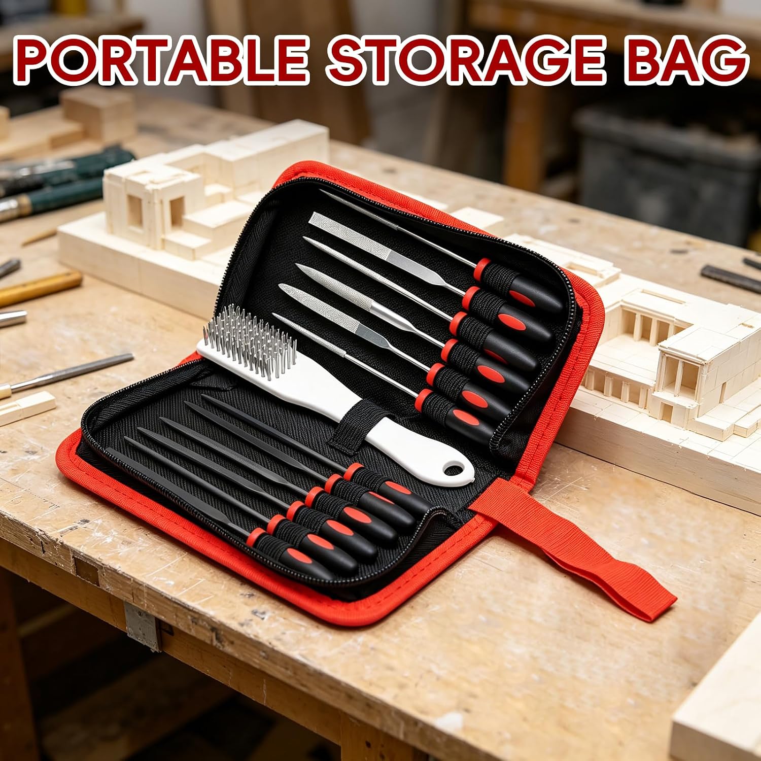 WISEUP 13PCS Needle File Set Includes 6 Diamond Files & 6 Steel Files