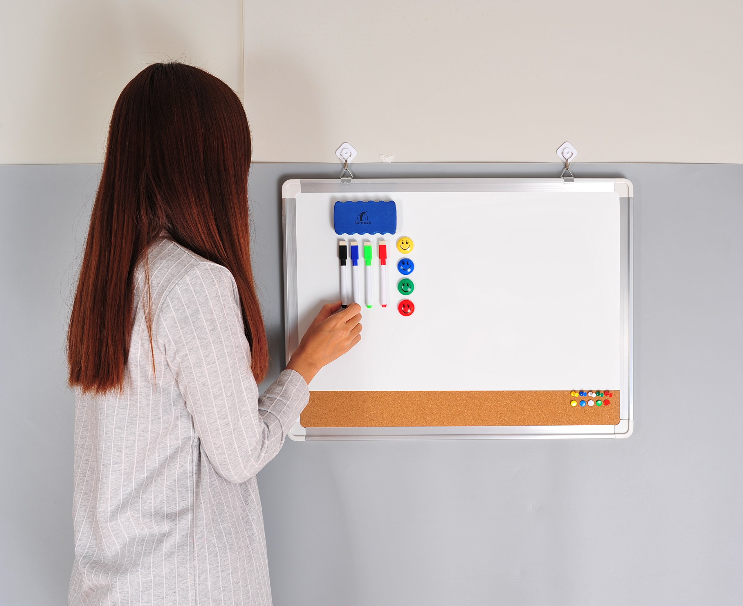 Buy White Board Bulletin Board Set Whiteboard/Cork Board 24 x 18" with 1 Eraser, 4