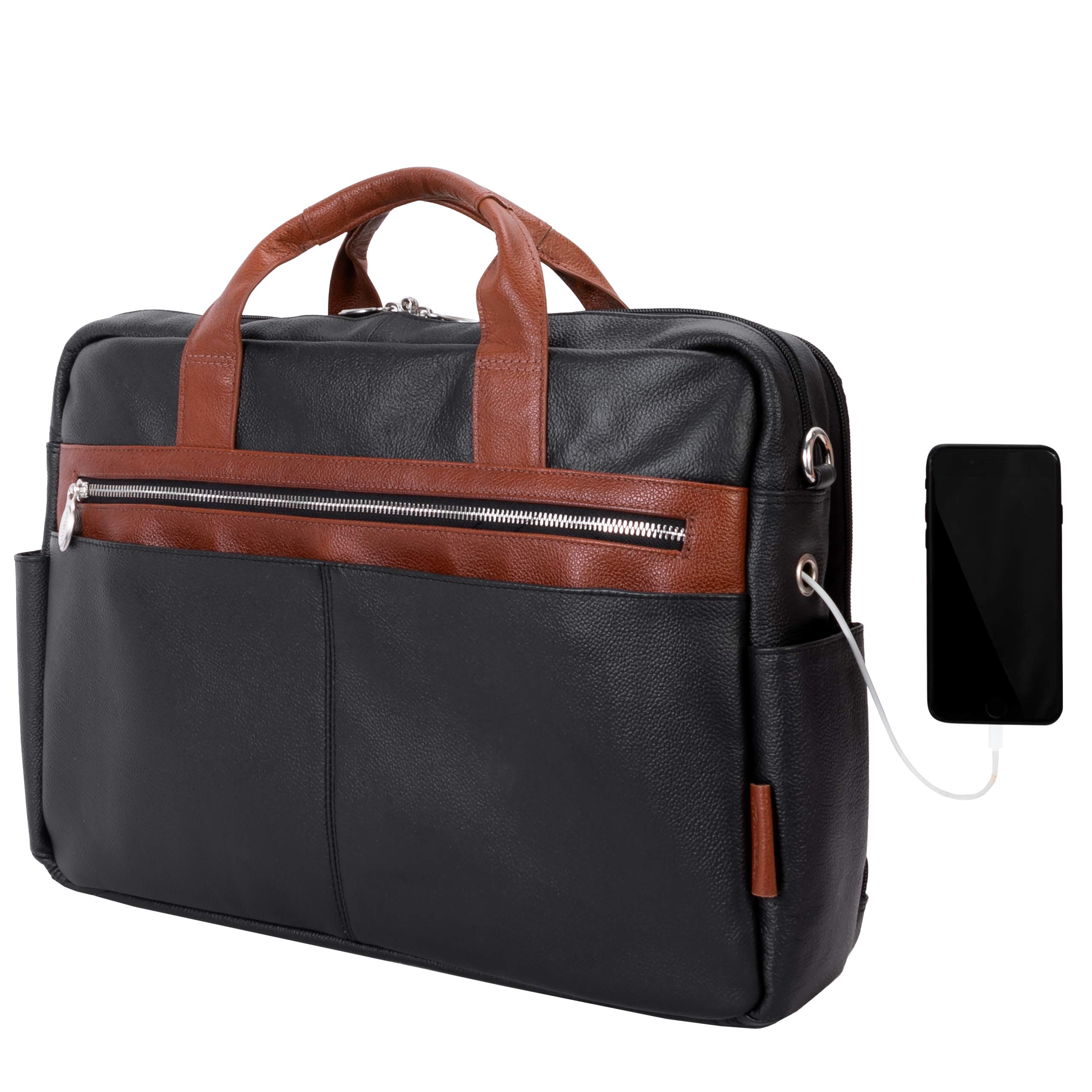 McKLEIN Montclare 13 Inch Leather Briefcase - Laptop & Tablet Business Bag With Shoulder Strap