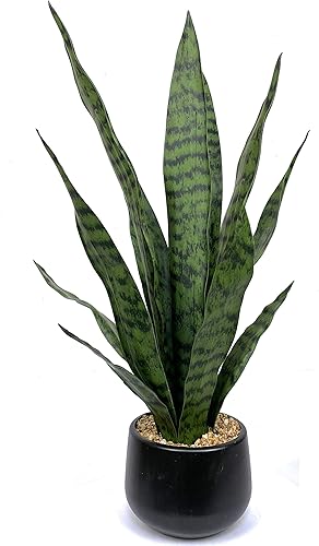 Bird Fiy Planta artificial de serpiente de 22.5 pulgadas, agave artificial, Sansevieria, plantas artificiales en maceta para decoración de
