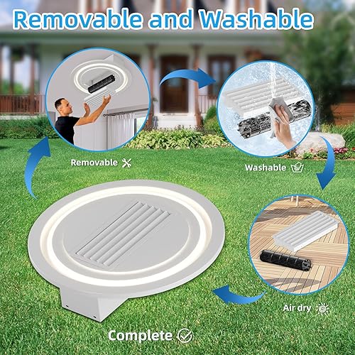 Miniatura 7 de OLUZO Ventilador de techo moderno sin aspas de velocidad ajustable, ventilador de techo de montaje empotrado de 21.6 pulgadas con luz, control