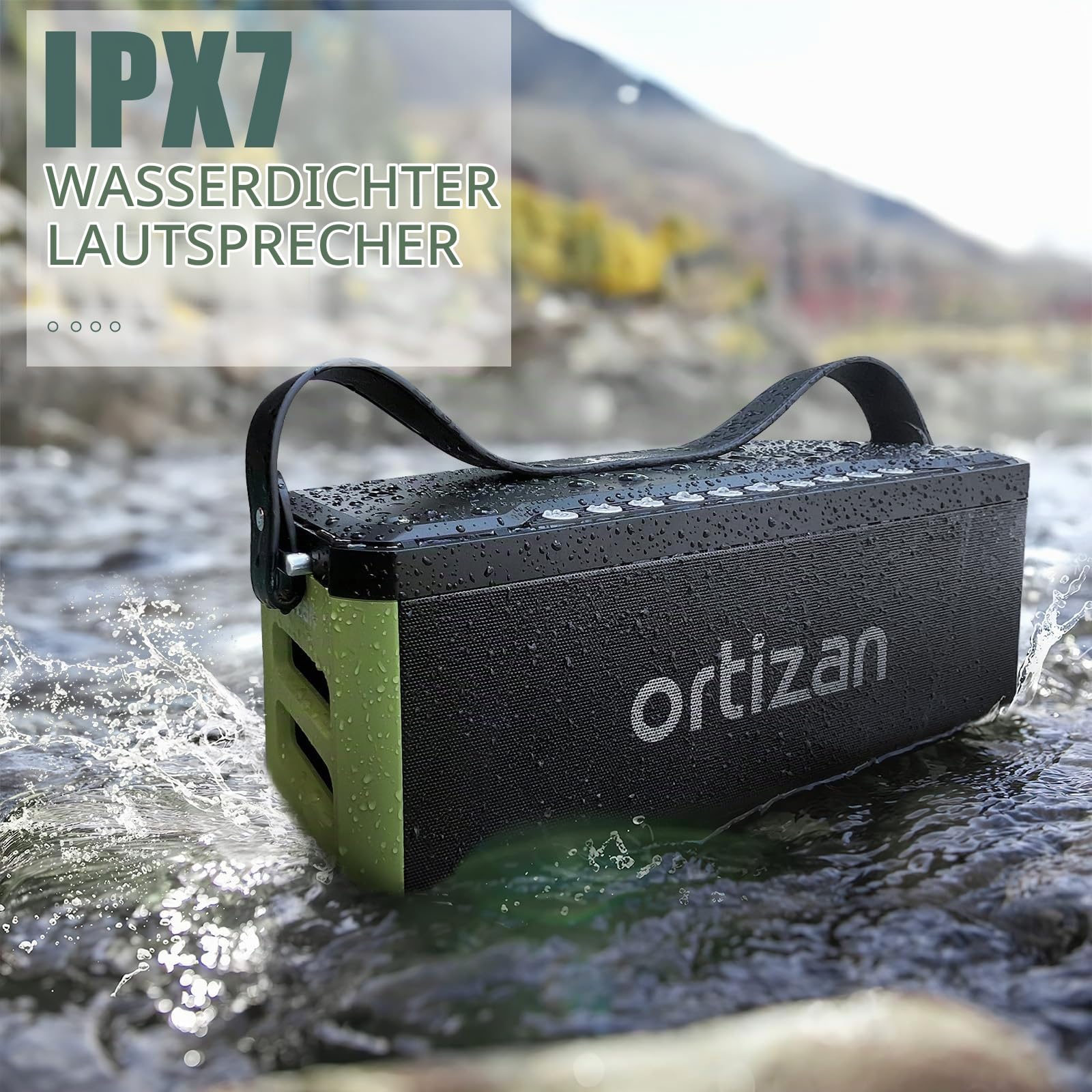 Ortizan Bluetooth Lautsprecher M10 Partybox Bluetooth Boombox, 100W Muiskbox mit IPX7 Wasserfest, LED Lights, Pro EQ, DSP, Power Bank, TF Card, AUX