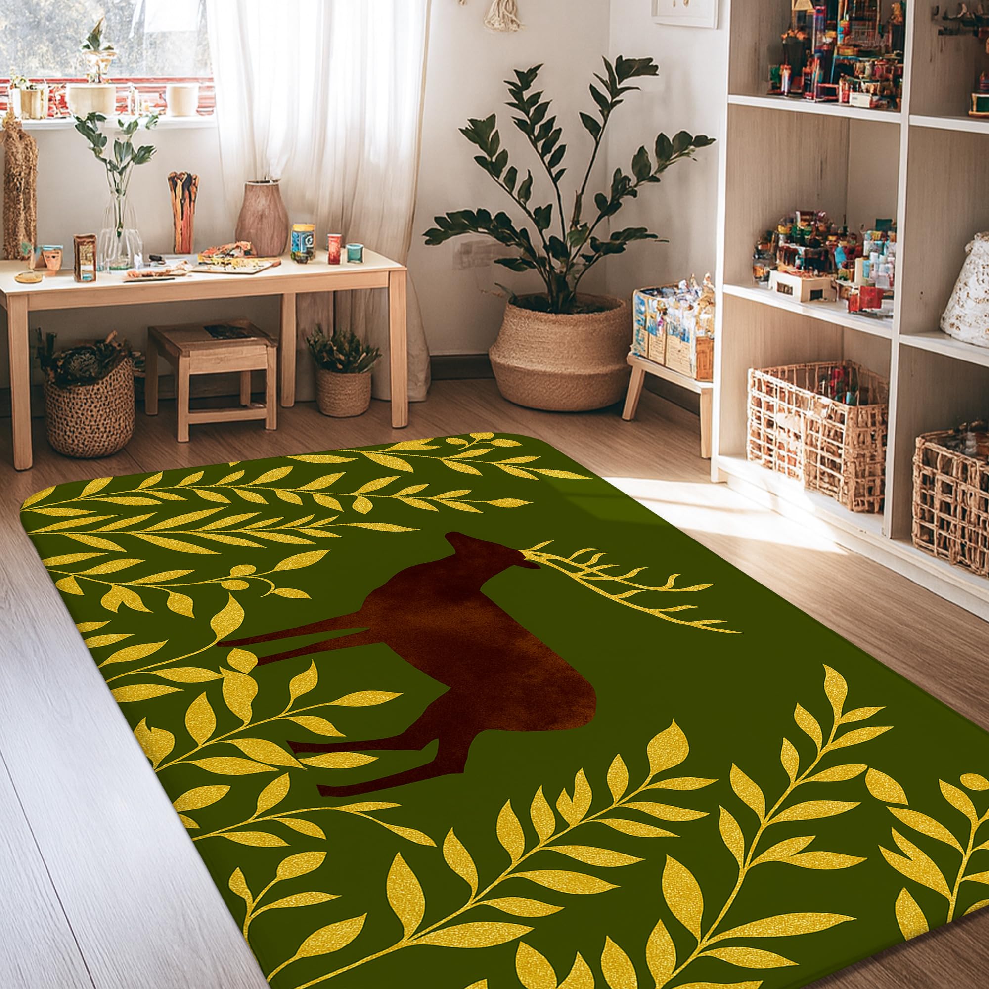 Tapis de sol cerf antidérapant pour sécuriser le salon et habiller la pièce