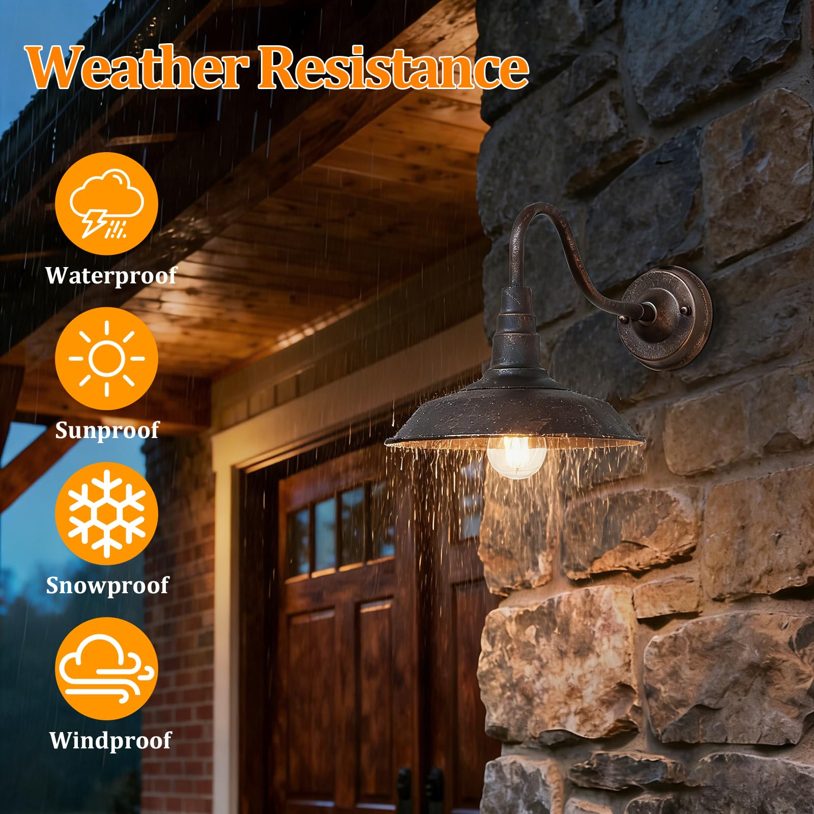 Aplique Pared Exterior Vintage Lampara Pared Lampara Impermeable De Hierro E27 Lámpara Jardin Retro Luces Exterior Rústica Para Garaje, Balcón, Iluminación de Terraza Marrón (sin bombilla)