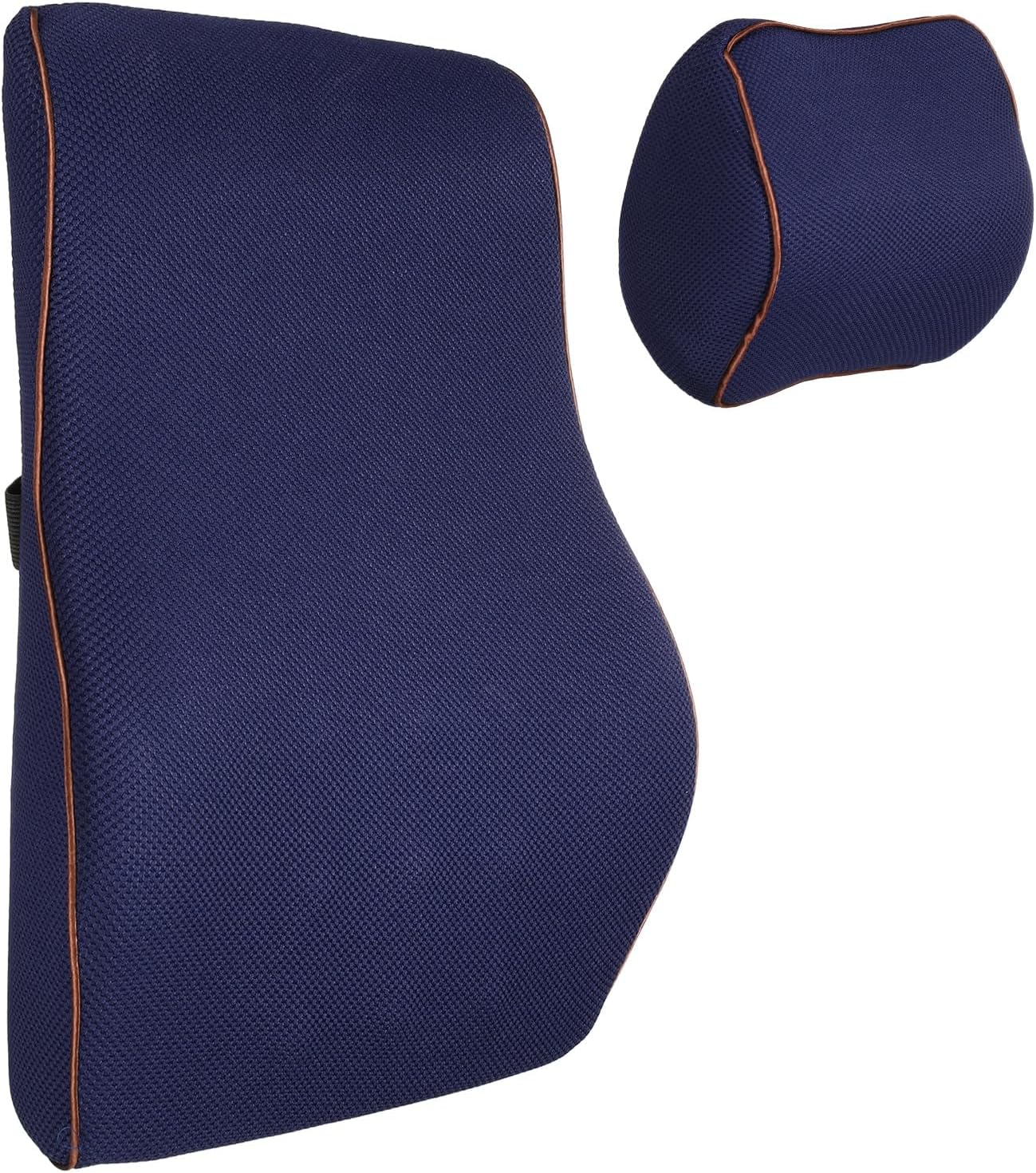 HARFINGTON Car Headrest & Lumbar Support Pillow Kit Memory Foam Ergonomic Seat Headrest & Lumbar Cushion for Driving Home Office Car Seat, Rose Red