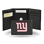 Rico Industries NFL Embroidered Leather Trifold Wallet, New York Giants, 3.25 x 4.25-inches