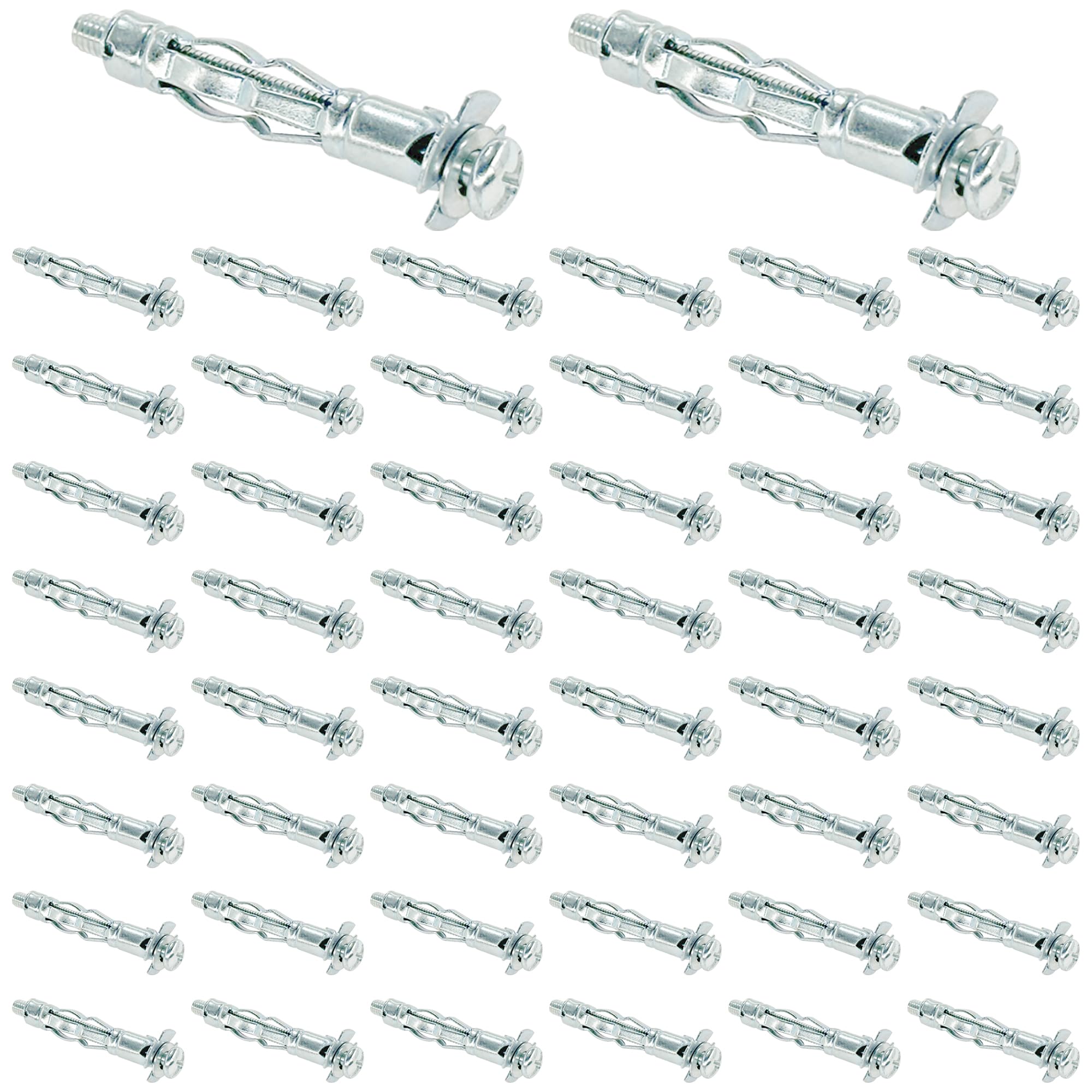 50 PCS Metal Drywall Expansion Bolts Screws Plasterboard Fixings Hollow Wall Anchors, Zinc-coloured, M4*38mm - Image 2