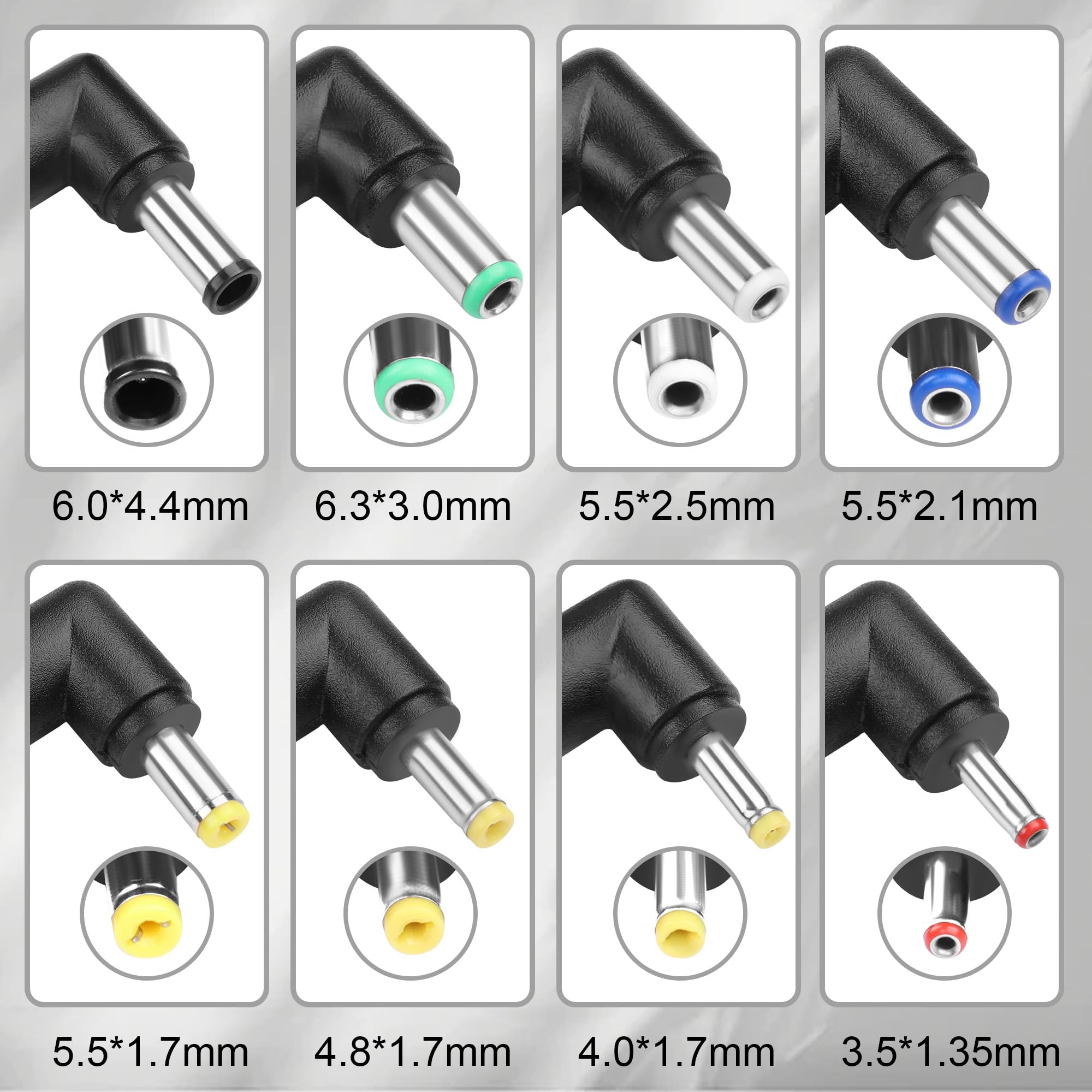 Zestaw wtyczek DC 8 w 1 90 stopni kątowy DC5521 do 6.04.4/6.33.0/5.5 * 2.5 mm do routera laptopa DIY elektroniki