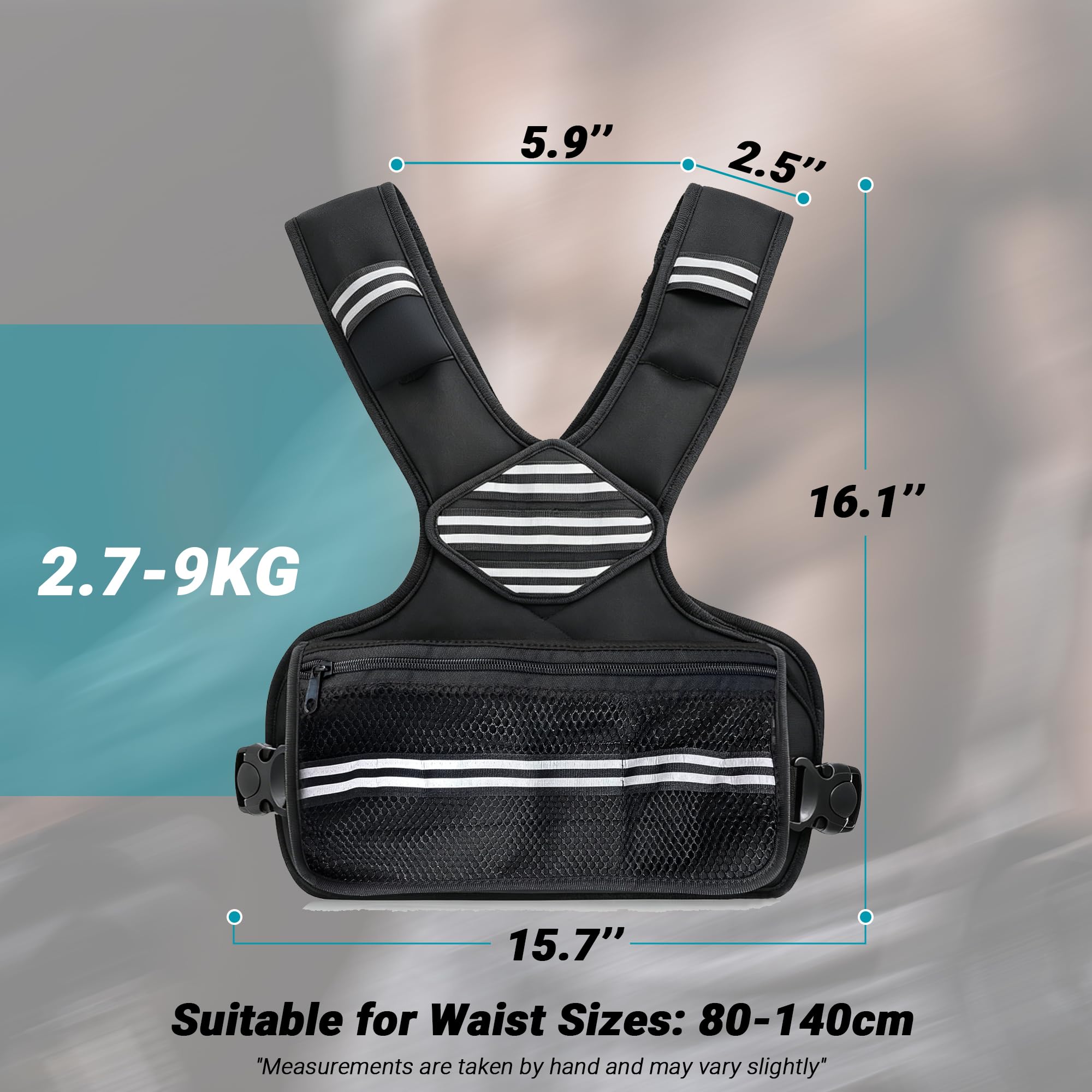 JX Fitness Gilet ponderato per allenamento della forza, regolabile da 2,7 a 9 kg, per uomini e donne, comoda tasca, gilet ponderato con sabbia di ferro, ideale per palestra, allenamento yoga ed